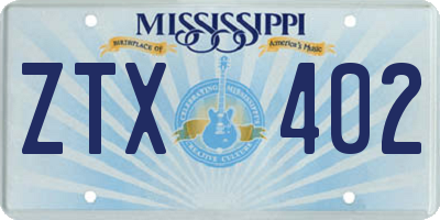 MS license plate ZTX402