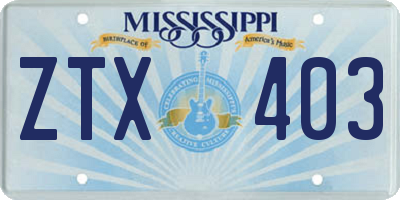MS license plate ZTX403