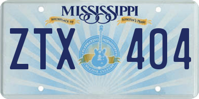 MS license plate ZTX404