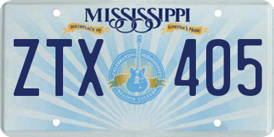 MS license plate ZTX405