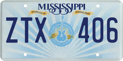 MS license plate ZTX406