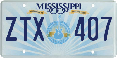 MS license plate ZTX407