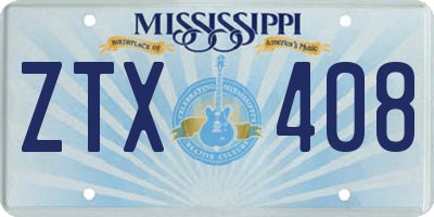 MS license plate ZTX408