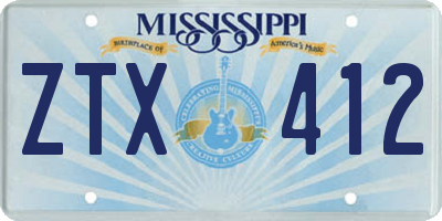 MS license plate ZTX412