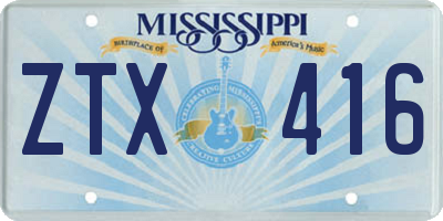 MS license plate ZTX416