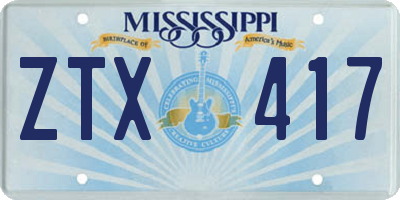 MS license plate ZTX417