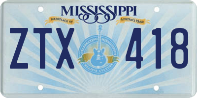 MS license plate ZTX418