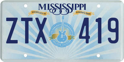 MS license plate ZTX419