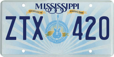 MS license plate ZTX420