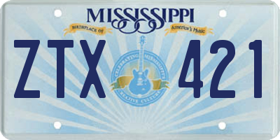 MS license plate ZTX421
