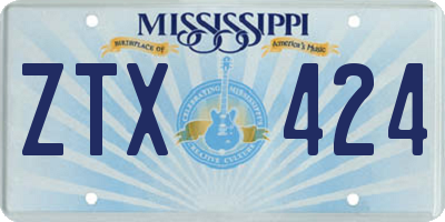 MS license plate ZTX424