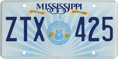 MS license plate ZTX425