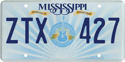 MS license plate ZTX427