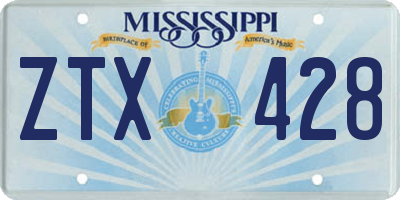 MS license plate ZTX428