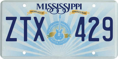 MS license plate ZTX429