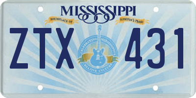 MS license plate ZTX431