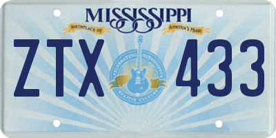 MS license plate ZTX433