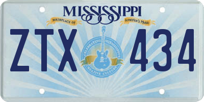 MS license plate ZTX434