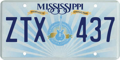 MS license plate ZTX437