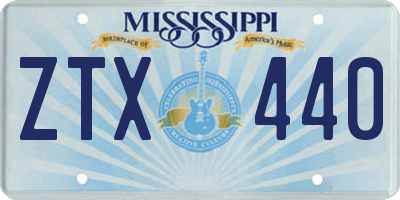MS license plate ZTX440