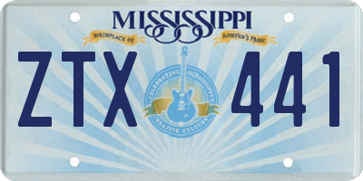 MS license plate ZTX441