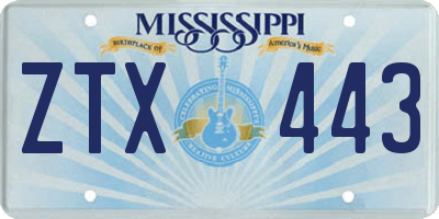 MS license plate ZTX443