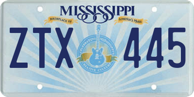 MS license plate ZTX445