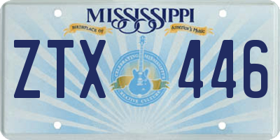 MS license plate ZTX446