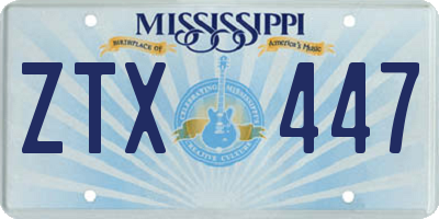 MS license plate ZTX447