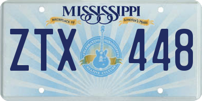 MS license plate ZTX448
