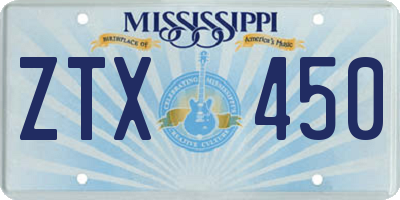 MS license plate ZTX450