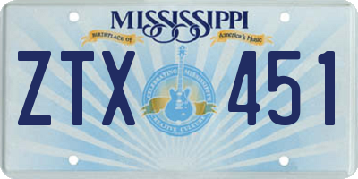 MS license plate ZTX451