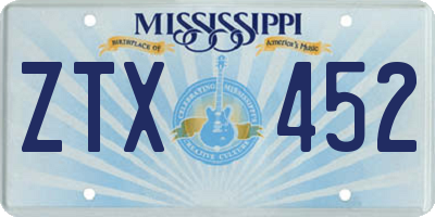 MS license plate ZTX452