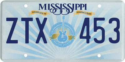 MS license plate ZTX453