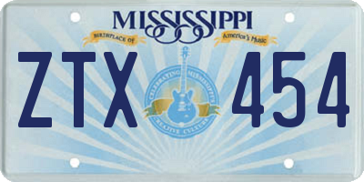 MS license plate ZTX454