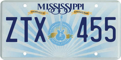 MS license plate ZTX455