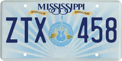 MS license plate ZTX458