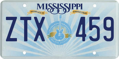 MS license plate ZTX459