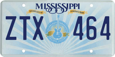 MS license plate ZTX464