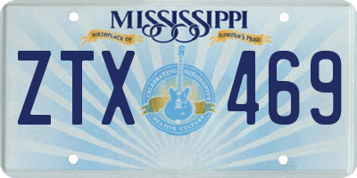 MS license plate ZTX469