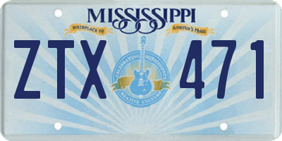 MS license plate ZTX471