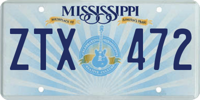 MS license plate ZTX472