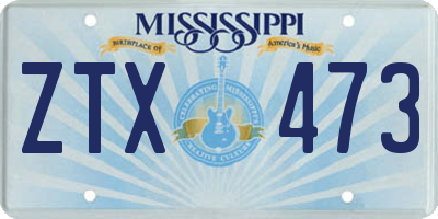 MS license plate ZTX473