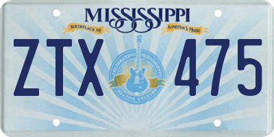 MS license plate ZTX475