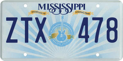 MS license plate ZTX478