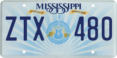 MS license plate ZTX480