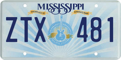 MS license plate ZTX481