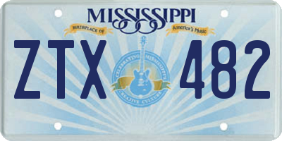 MS license plate ZTX482