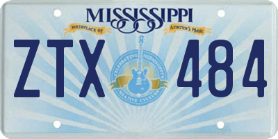 MS license plate ZTX484