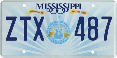 MS license plate ZTX487